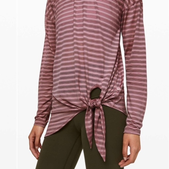 Lululemon Tie Your Practice Long Sleeve Stripe Size 0 Mauve NWT New W3CDIS - Picture 3 of 12